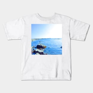 A rocky seaside in Oman light blue version Kids T-Shirt